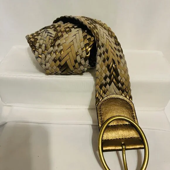 Braided Belt-Women's Size Small-2 1/2" wide-Bronze/Tan mix-Casual-Lightweight - Picture 7 of 13